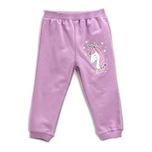 Koton Babymeisjes Unicorn bedrukte jogger elastische tailleband katoen geborsteld interieur sweatpants, paars (370), 18-24 Maanden