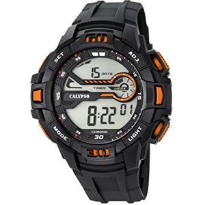 Calypso Heren Digitale Horloge met LCD Wijzerplaat Digitaal Display en Zwarte Plastic Band K5695/7
