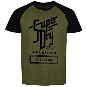Superdry Bedrukt T-shirt voor heren, Thrift Olive Marl/Black, M
