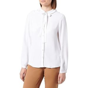 Seidensticker Damesblouse, modieuze blouse, regular fit, opstaande kraag met strik, lange mouwen, 100% viscose, wit, 42