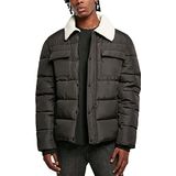 Urban Classics Heren Sherpa Collar Gewatteerde overhemd jas jas, Zwart, M