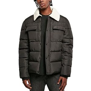 Urban Classics Heren Sherpa Collar Gewatteerde overhemd jas jas, Zwart, M
