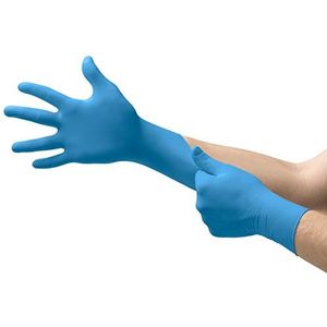 Ansell Versatouch 92-200 Wegwerpnitrilhandschoenen, Niet Gepoederd, Multiusage, Voedsel, Chemische En Mechanische Bescherming, Industriële Veiligheid, Latex, Blauw, Maat M (100 Handschoenen)
