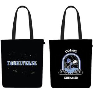 Ecoright boodschappentas, katoenen stoffen tas, bedrukt met rits, robuuste draagtas met handvat, stoffen tas voor dames, gebruiksgemak, Youniverese Cosmic Dreamer, Eén maat, Utility