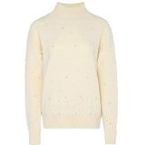 faina Damestrui met paillettenversiering, elegante pullover acryl, Dames Kleding, wolwit, maat M/L, wolwit, M