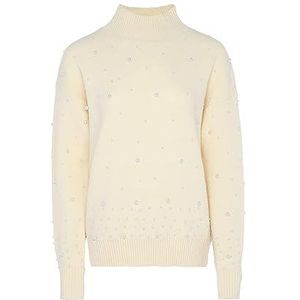 faina Damestrui met paillettenversiering, elegante pullover acryl, Dames Kleding, wolwit, maat M/L, wolwit, M