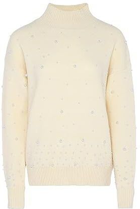 faina Damestrui met paillettenversiering, elegante pullover acryl, Dames Kleding, wolwit, maat M/L, wolwit, M