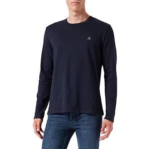 Marc O'Polo Herenshirt met lange mouwen van premium kwaliteit, tijdloos T-shirt met klein logo, comfortabel longsleeve van biologisch katoen, Blauw Nieuw, M