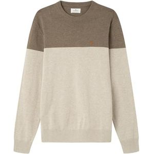 Springfield Pullover met kleurblokken Gg12 met PU-logo, bruin, maat S