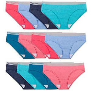 Fruit of the Loom Damesondergoed (verpakking van 12), Katoenmix - Low Rise - 12 Pack - Blauw/Paars/Grijs, 5