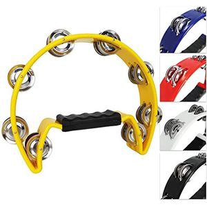 A-Star Half Moon Tambourine, Double Jingle Bell Cutaway met ergonomische handgreep - Zangers, bands, muzikanten, muzieklessen - Geel