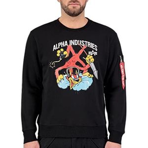 ALPHA INDUSTRIES Fighter Squadron Sweater Sweatshirt voor heren, 03-zwart, S