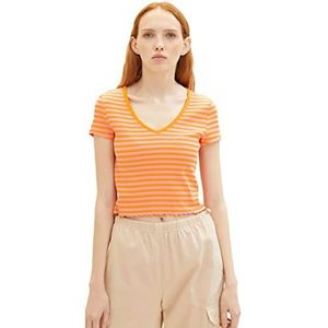 Tom Tailor Denim dames 1036538 T-Shirt, 31709 - Mango Pink Stripe, XL