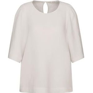 Seidensticker Dames Shirtblouse - Fashion Blouse - Regular Fit - Ronde hals - Korte mouwen - 100% linnen, wit, 42