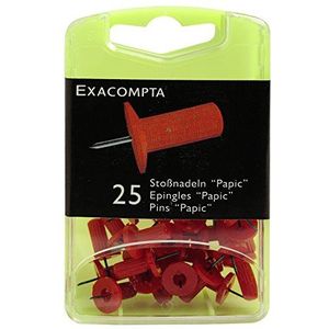 Exacompta - Ref 14904E - Spelden met ronde kop (verpakking van 25) - 7mm breedte x 10mm hoogte in grootte - Geschikt voor prikborden of prikborden in kantoren, huizen en bedrijven - rood