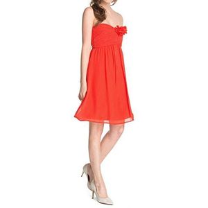 Esprit Collection Dames bustier jurk met bloemendecoratie, mini, effen, Rood (Vulcano Red 642), 44