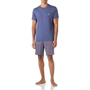 Emporio Armani T-shirt en bermuda shorts pyjama set pajama heren, Vertical Strip/Denim, XL