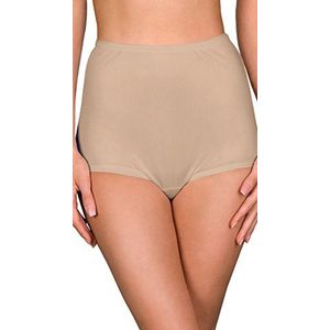 Shadowline Women's Hidden Elastic Nylon Full Brief Panty 3-Pack, Nude, 7