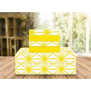 Elegant Comfort Luxe zachte lakens kubuspatroon 1500 draadtelling percale Egyptische kwaliteit zachtheid rimpel en vervaagd (6-delig) beddengoed set, koning, geel