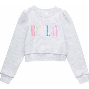 Replay Sweatshirt voor meisjes met logo katoenmix, grijs (Grey Melange M06), 6 jaar, M06 Grijs Melange, 6 Jaren