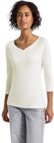 Street One Dames Basic shirt met knoopdetail in Wit, in size: 34