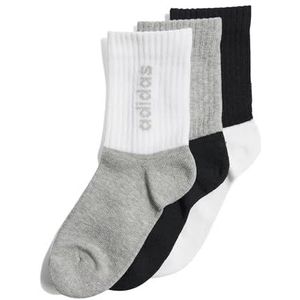 adidas Uniseks-Kind LINEAR KIDS CREW SOCKS 3PP, black/white/medium grey heather, 4-5 Years