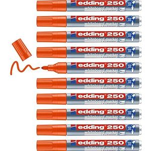 edding 250 whiteboardmarker - oranje - 10 whiteboardstiften - ronde punt 1,5 - 3 mm - boardmarker uitwisbaar - voor whiteboard, flipchart, magneetbord, prikbord, memobord - sketchnotes