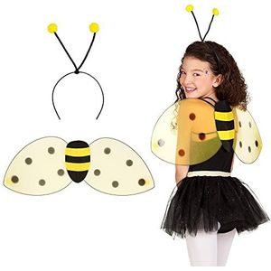 Boland 52852 - Set honingbij, tiara en vleugels, afmeting ca. 63 x 25 cm, geel-zwart, hommel, wesp, haarband, accessoires, carnaval, themafeest