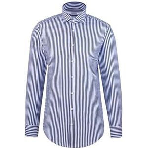 Seidensticker - 845289 - Chemise - Blauw - Manches Longues - Coupe Droite