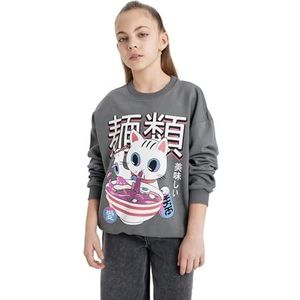 DeFacto Sweatshirt voor meisjes, grijs, 5-6 Jaar