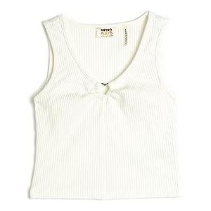 Koton Meisjes Crop Top Mouwloos Geribbeld Cutout Detail V-hals Shirt, wit (000), 11-12 Jaar