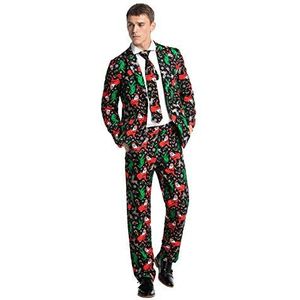 U LOOK UGLY TODAY Kerstpak Party Mens Grappig Xmas Jas Kostuum, Nieuwigheid Kerst Pak Outfit-Regular Fit, Zwart-dinosaurus, 3XL