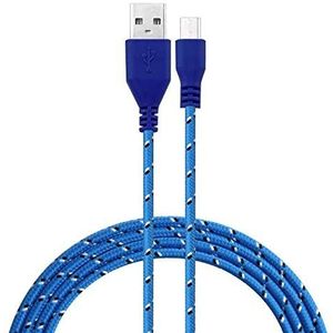 Kabel gevlochten voor Xiaomi Redmi 7A 3M universele lader aansluiting micro-USB stof veters nylon band (blauw)