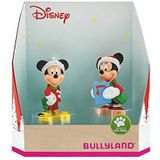 Bullyland 15074 - speelfigurenset, Walt Disney Micky en Minnie in kerstkostuum, liefdevol met de hand geschilderde figuren, PVC-vrij, leuk cadeau voor jongens en meisjes om fantasierijk te spelen