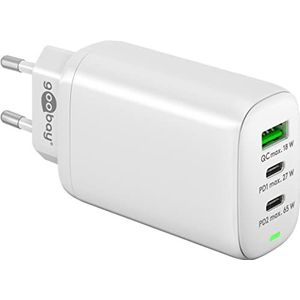 Goobay 61759 Multiport USB-C oplader 65 W/snellader PD universeel/USB-adapter/laadstekker Fast Charger/Samsung S22, iPhone 14 / wit