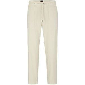 BOSS Sisla-PP Regular-fit broek voor heren in linnen en katoen beige, Beige