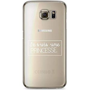 Zokko Beschermhoesje voor Galaxy S6 Edge met opschrift ""Je suis une Princesse"" – zacht, transparant, inkt wit