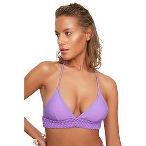 Trendyol Dames Macreme gedetailleerde driehoek bikini top, paars, 34