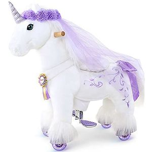 PonyCycle Officieel Prime Model K Ride op het speelgoed eenhoorn wandelend dier pluche met paarse hoorn, maat 3, voor leeftijd 3-5 jaar, klein formaat K31