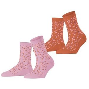 ESPRIT Dames Sokken Fun Pattern 2-Pack W SO Katoen Gedessineerd Multipack 2 Paar, Veelkleurig (Orange Pink 0020), 39-42