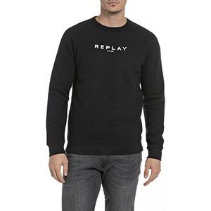 Replay Sweatshirt voor heren van katoenmix, Black 098, XXL