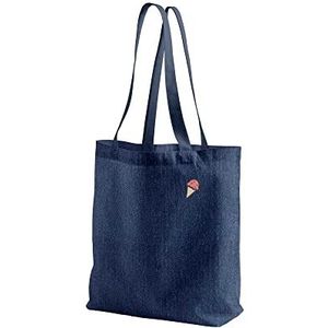 Green Fish Denim bedrukte boodschappentas, herbruikbaar, jeanstas, machinewasbaar, opvouwbaar, stoffen tas met twee lange hengsels, 40 x 55 cm, multicolor, Eén maat, hedendaags