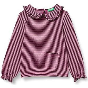 United Colors of Benetton T-shirt M/L 30VYG104I lang shirt, violet met strepen 902, 82 meisjes