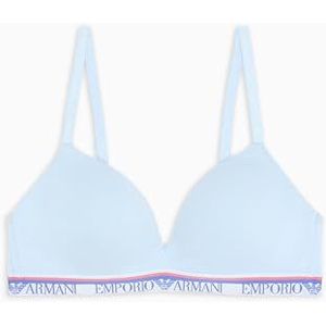 EMPORIO ARMANI Vrouw Logo Band Gewatteerde Driehoek BH Blauw L, Lichtblauw, L