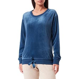 Triumph Dames Mix & Match Velours Sweater Pyjamabovendeel, Smoky Blue, 38