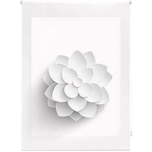 Blindecor Lichtdoorlatend rolgordijn met digitale print bloemen - Flower, rolgordijn 130 x 180 cm (b x h), stofgrootte 127 x 175 cm, digitaal bedrukt rolgordijn