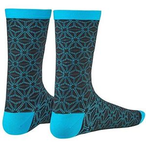 Supacaz Asanoha sokken unisex - volwassenen, zwart-neonblauw, L/XL