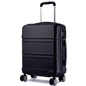 Kono Fashion handbagage, lichtgewicht ABS trolley met harde wand, reiskoffer, Zwart, 3 Pcs Set