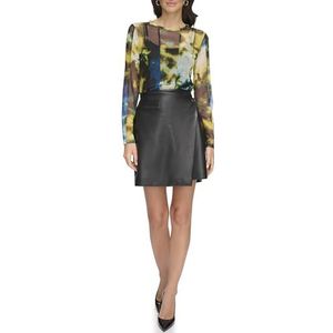 DKNY Damesrok van imitatieleer, zwart, 42