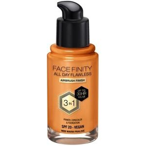 Max Factor Facefinity All Day Flawless Foundation - 3-in-1 concealer, Vloeibare foundation en Gezichtsprimer, Formule vegan, Blijft tot wel 30 uur zitten, SPF20 - W89 Warm Praline, 30ml
